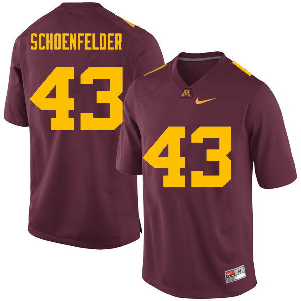 Men #43 Bailey Schoenfelder Minnesota Golden Gophers College Football Jerseys Sale-Maroon